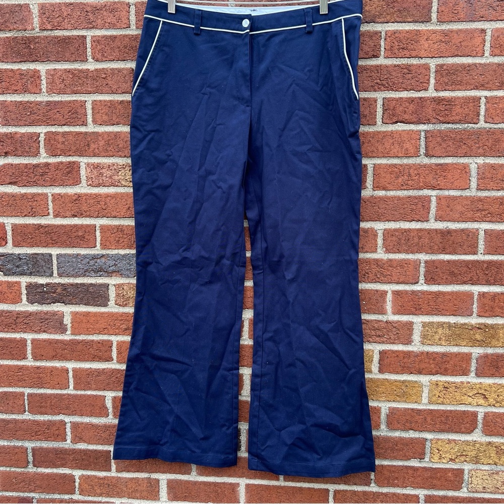 Isaac Mizrahi for Target Womens Chesterfield Blue Wide Leg Flare Pants Size 14